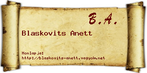 Blaskovits Anett névjegykártya